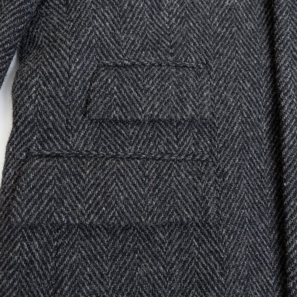 J.Crew Yorkshire Tweed Coat by Moon Charcoal Herringbone Wool Overcoat Size 42 - Picture 7 of 12